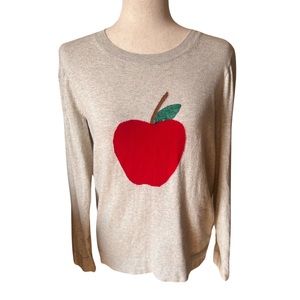 J Crew Teddie Red apple sequin crewneck top sweater Size Medium